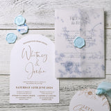 UNIQOOO Wax Seal Stickers - Eucalyptus Wedding Invitation Envelope Seal Stickers, 50 Pcs Self- Adhesive Light Blue Stickers, Perfect for Invitation, Christmas, Gift Wrapping
