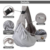 RXHOSIGAY Small Pet Carrier Pouch Sling for Daily with Adjustable Strap Pocket Safety Buckle for Puppy Dog Papoose and Cat Kitten Grey
