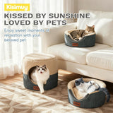 Cat Cave Bed for Indoor Cats, 2-in-1 Convertible Cat House & Lounge with Reversible Plush Cushion – Calming Anti-Anxiety Anti-Slip Pet Bed for Small Dogs & Kittens, Cozy Hideaway Tent, 19.7 inches