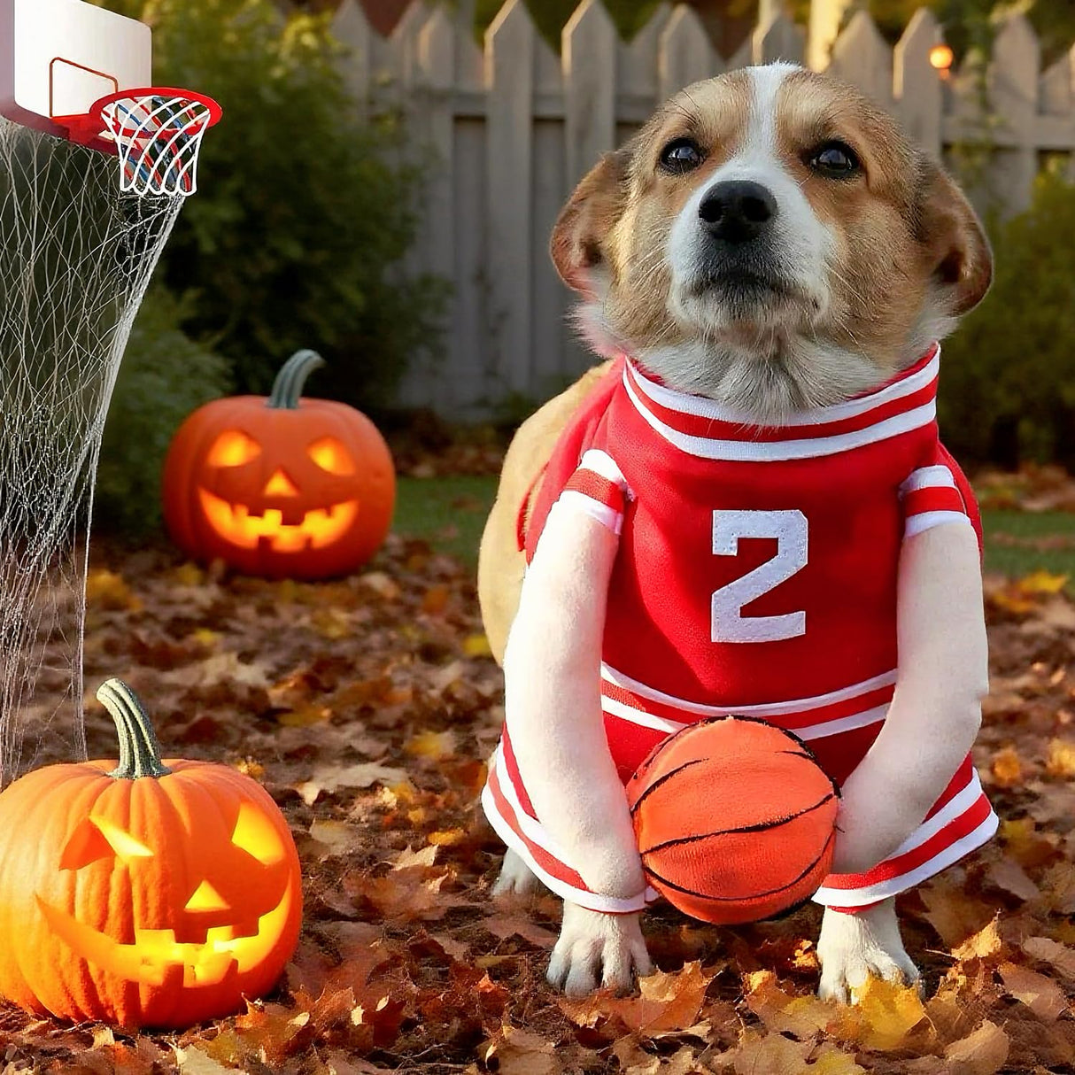 TMLDOT Dog Basketball Costume with Ball, Funny Halloween Costume for Pet, Adjustable Funny Dress Up Sports Outfit Cosplay Clothes for Small Medium Large Dogs (Red-Medium)