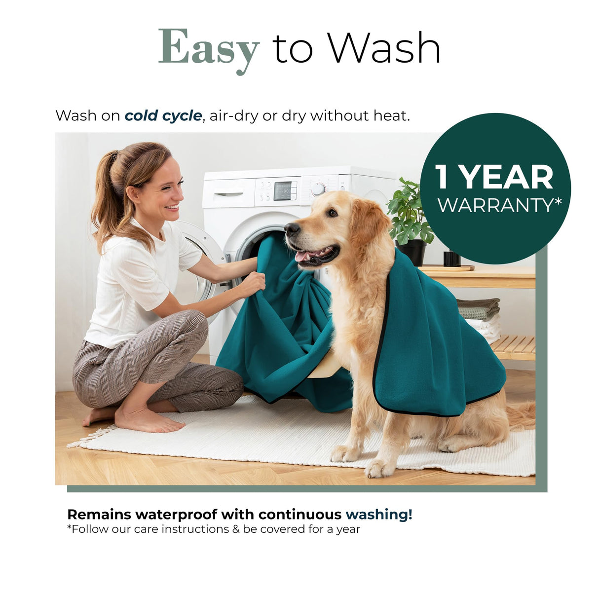Waterproof Dog Blanket - Multipurpose Lekproof Blanket for Pets or Adults - Furniture Protector for Bed, Couch, Water Proof & Stain Resistant Easy to Clean Throw Blanket, Reversible Blue 50"x60"