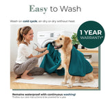 Waterproof Dog Blanket - Multipurpose Lekproof Blanket for Pets or Adults - Furniture Protector for Bed, Couch, Water Proof & Stain Resistant Easy to Clean Throw Blanket, Reversible Blue 50"x60"
