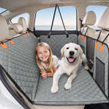 HOTEAGLE Back Seat Cover for Dogs, Waterproof Hard Bottom Spacious and Comfortable, Ideal for Car Trips and Outdoor Adventures, Cherished by Pet Owners（Grey）