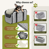 YUDODO Large Console Dog Car Seat (Width＞9in) Fits 0-18lbs, Anti-Slip Puppy Cat Travel Portable Booster Seat, Portable Pet Car Bed Carseat Dual Front & Rear Pillow Gray