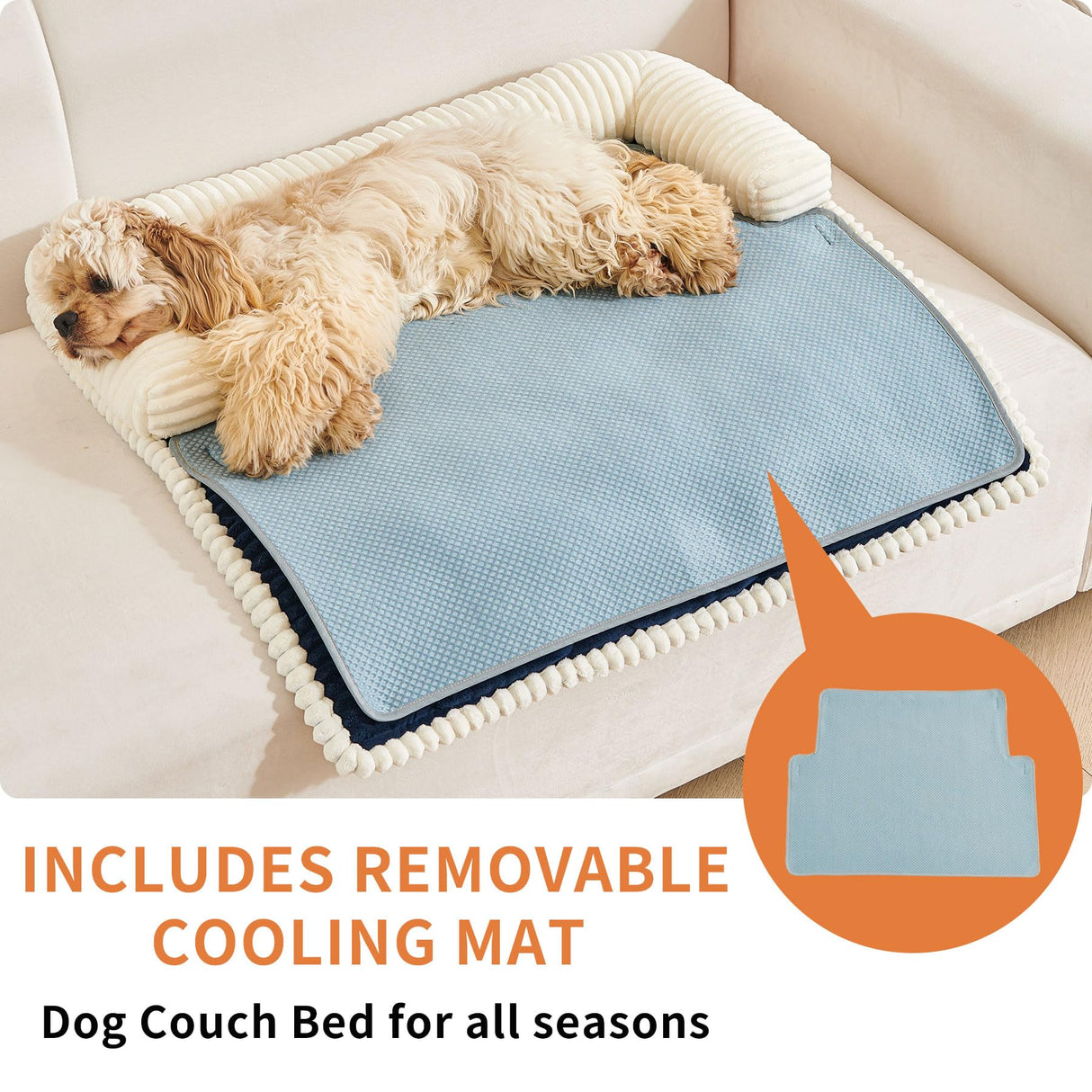 HAOMAIJIA Dog Couch Bed for Medium Dogs, Non Slip Pet Couch Covers for Sofa Thick Soft Washable Dog Couch Cover Protector All Seasons Universal Dogs and Cats Bed Mat (Navy Blue, Medium)