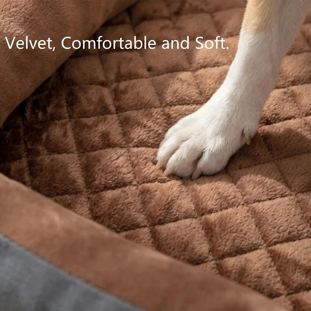 Calming Dog Bed for Couch,Durable Velvet Dog Couch Cover,Removable Washable Pet Bed for Couch,Couch Protector for Small,Medium Dogs and Cats (Brown, 30 x 30 inch)