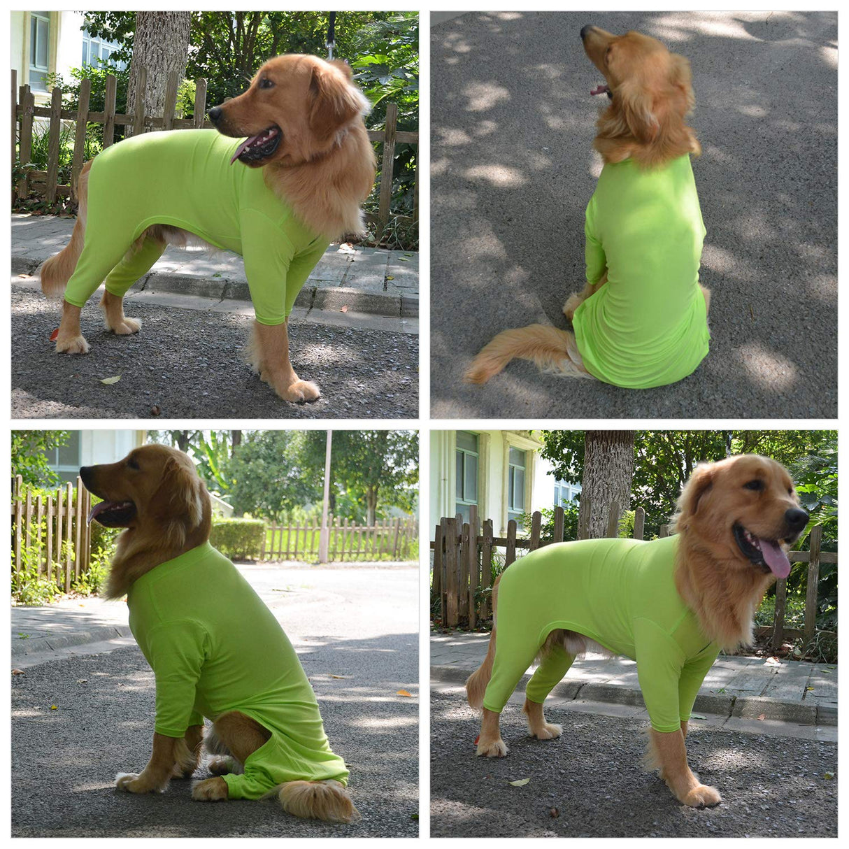 Lovelonglong Four Feet Dog Lightweight Pajamas, Pure Cotton Dog Jumpsuits 4 Legs Dog Onesies T-Shirt Stylish PJS Puppy Costume for Large Medium Small Dogs Green XXL