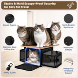 Top and 2 Sides Expandable Cat Carrier 18x11x11, TSA Airline Approved Dog Carriers for Small Dogs, Soft-Sided Pet Carrier with Self-Locking Zippers for Kitten,Rabbit, Puppy, Guinea Pig Black