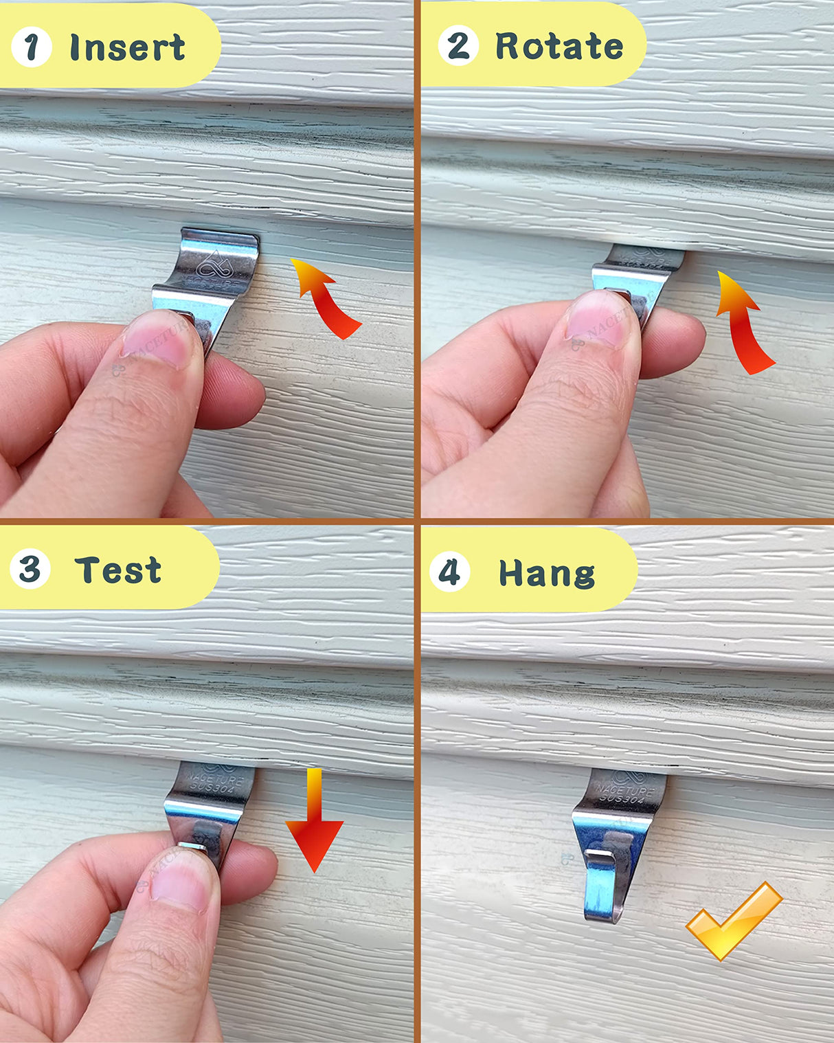 NACETURE Vinyl Siding Hooks 20 Pack Heavy Duty Siding Clips Vinyl Siding Hanger for Hanging on Patio, No Hole Need Command Outdoor Hook Hang to Decor Wreath Things