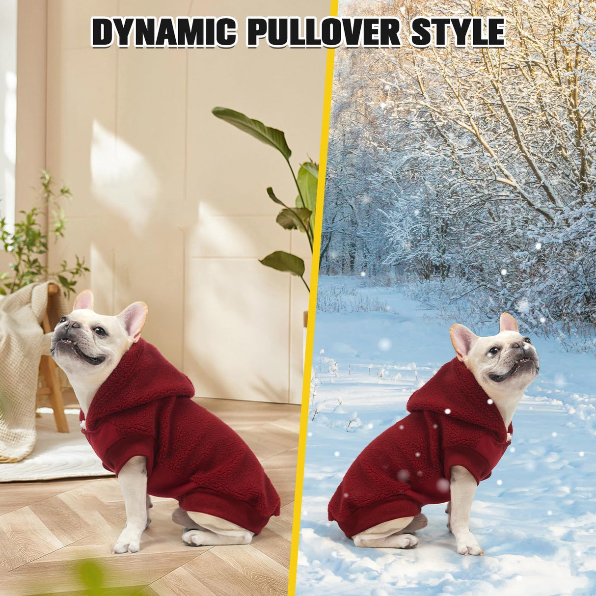 BINGPET Dog Hoodie for Large Medium Small Dogs, Sherpa Hooded Dog Sweater with Pocket Leash Hole for Boy Girl Dogs,Soft Warm Fleece Dog Winter Clothes Cold Weather Coats Jacket for Puppy Sweatshirt,L
