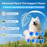 POPPAW Dog Flea and Tick Treatment Chewable, 5-in-1 Natural Flea and Tick Prevention Chews, Dog Oral Flea and Tick Support Supplement, for All Breeds and Ages, Chicken Flavor, 135 Count