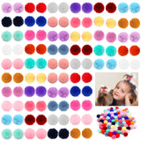 Mruq pet 100pcs Small Pet Dog Hair Bows, Bulk Cute Dog Hair Round Puff Ball Pom Pom Bows with Rubber Bands, Mix Handmade Yorkie Dog Grooming Bows for Dog Hair Accessories