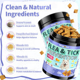 Flea and Tick Prevention for Dogs Chewables – 500 Crunchy & Creamy Tasty Chews, Natural Dog Flea and Tick Treatment Chewable, Oral Flea Chews Supplement for Dogs Puppies, All Breeds & Ages, Chicken