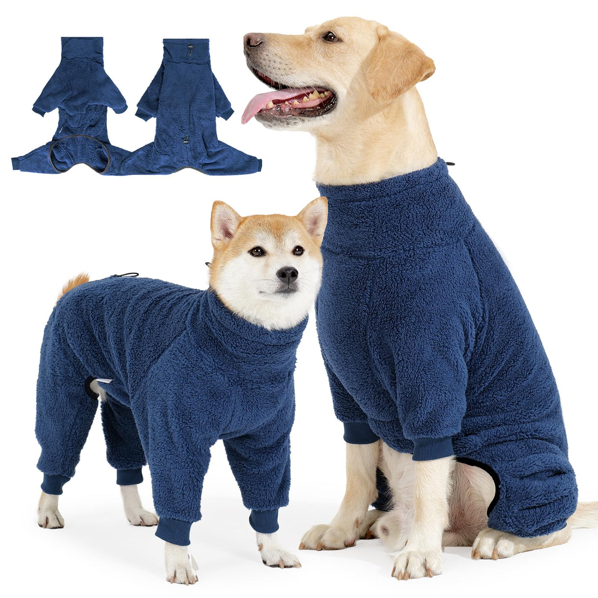 Dog Winter Coat Soft Pullover Pajamas, Warm Dog Cold Weather Coats Fleece Dogs Coat, Cozy Winter Jacket Windproof Fullbody Dogs Jumpsuit Onesie Fleece Sweater Clothes Apparel for Dogs