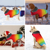 Petglad Dog Winter Coat, Waterproof Dog Jacket with Leash Hole, Reflective Adjustable Pet Snow Vest, Warm Fleece Sweater for Small Medium Large Dogs - Rainbow, S