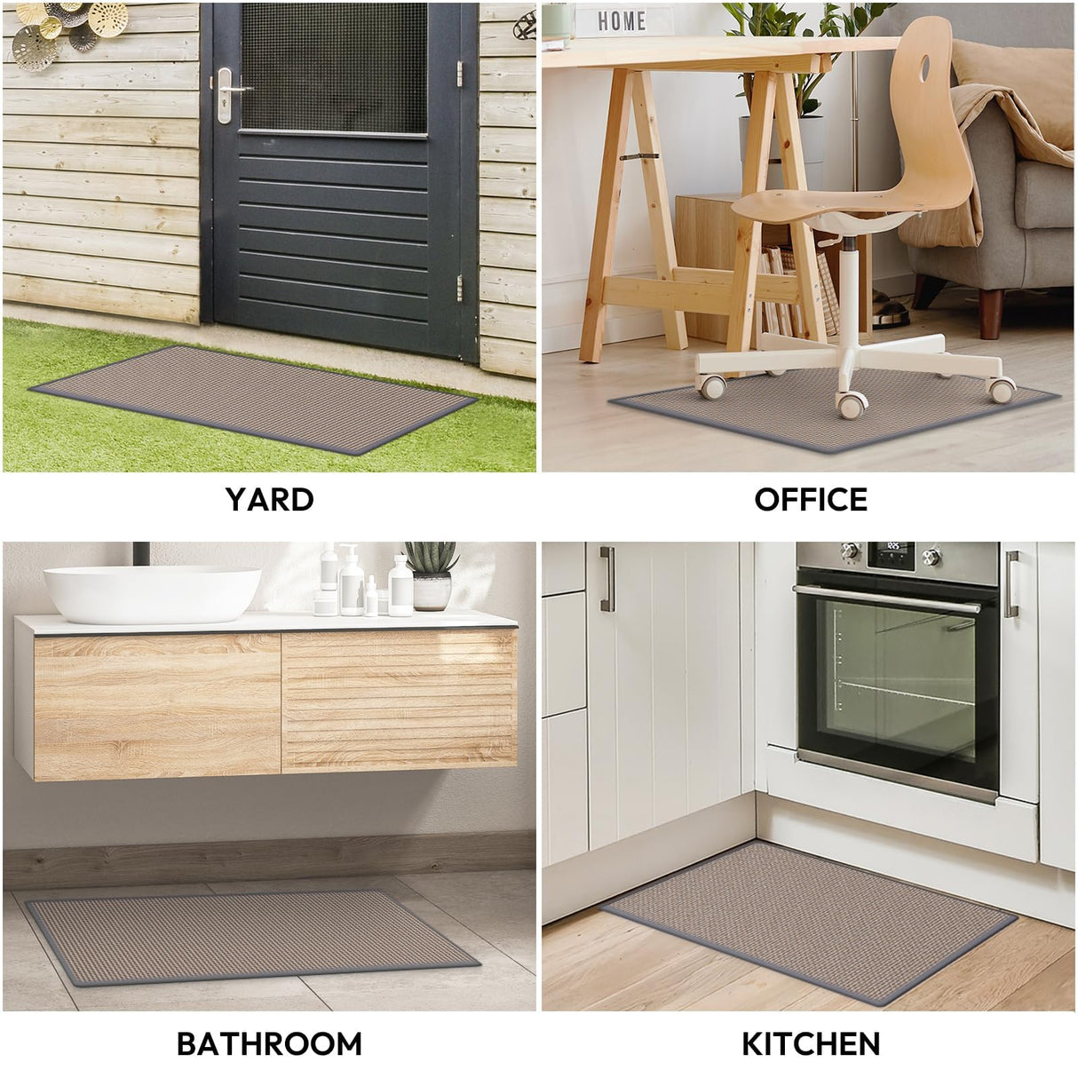 Kitchen Mats for Floor, Kitchen Rugs, Nonskid, Washable, Absorbent Kitchen Runner Rug for in Front of Sink, Entryway, Rubber Backing Indoor Door Mat, Farmhouse Style Standing Mat, 17.3"x28", Grey