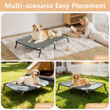 Folding Elevated Dog Bed for Large Dogs, Portable Raised Camping Outdoor Dog Bed, Washable Elevated Pet Beds with No-Slip Feet, Raised Cooling Pet Beds for Indoor & Outdoor Use, Grey, 44 Inches