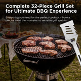 Kaluns 32 Psc Grilling Accessories, Dad Gifts for Fathers Day, Heavy Duty Stainless Steel Grill Set BBQ Grill Accessories for Outdoor Grill with Aluminum Case and Apron, Best Gifts for Men
