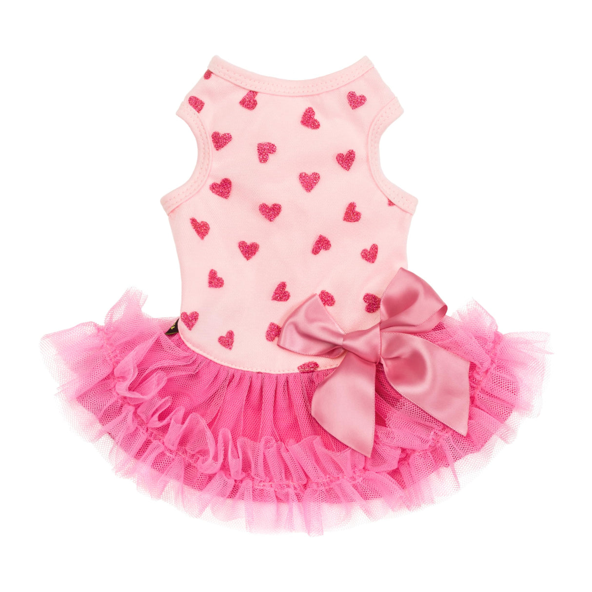 Fitwarm Sparkly Heart Dog Tutu Dress, Birthday Clothes for Small Dogs Girl, Pet Outfit, Light Pink, Hot Pink, Small