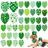 Whaline 36Pcs St. Patrick's Day Dog Bandana Triangle Pet Scarf Adjustable Puppy Neckerchief Green Shamrock Clover Plaid Dog Bib for Irish Holiday Medium Large Cat Costume Accessories