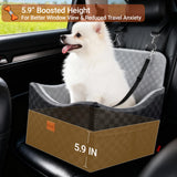 Newmkr 2 in 1 Dog Car Seat Bed for Small/Medium Dogs Up to 35 lbs, Travel Dog Booster Seat with Memory Foam Thick Cushion, Safety Belts&Storage Pockets, Removable Washable Bed Fits Front or Back Seat