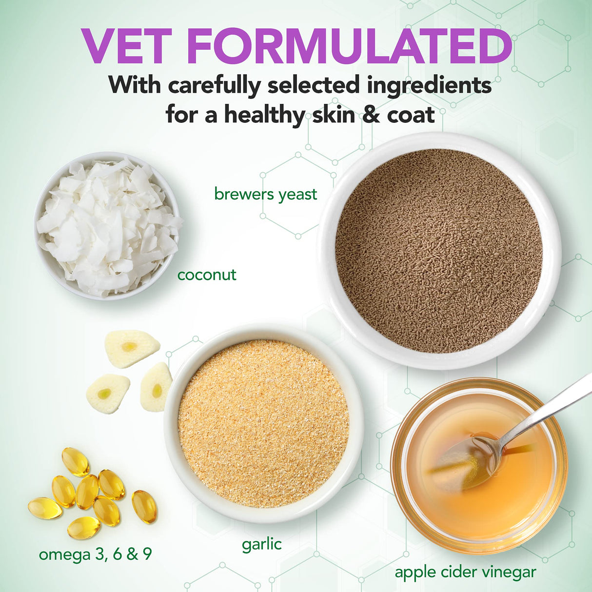 Vet's Best Brewer’s Yeast & Garlic Chews, Omega 3 for Dogs Healthy Skin & Coat Protection for Dogs, Dog Formulated with Veterinary Recommended Dosage, Garlic Supplements, 60 ct