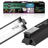 T5 HO UVB Lighting Combo Kit, 8W Reptile Light Fixture with Fluorescent Light Bulbs, Tropical 5.0 UVB Light for Reptiles and Amphibians, Basking Light for Bearded Dragon, High Output Natural Light