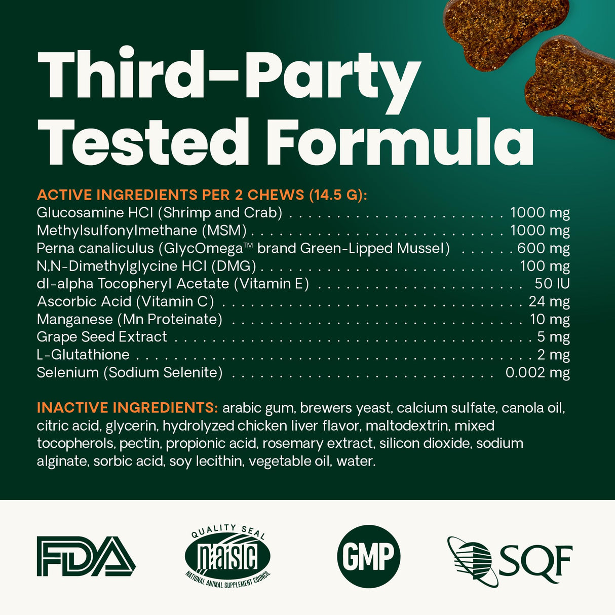 VetriScience Extra Strength Healthy Hip & Joint Chews, GlycoFlex 3, Glucosamine, Green-Lipped Mussel, Joint Support Supplement for Dogs, Promote Mobility & Soothe Joint Discomfort, Chicken, 120 Count