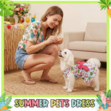 Abbylike 3 Pcs Seasonal Dog Outfits Easter Summer 4th of July Pet Costume Cotton Holiday Puppy Dress Lightweight Pet Apparel with Bowknot for Large Medium Dog Clothing, Large