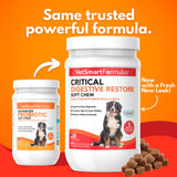 Critical Digestive Restore Soft Chews for Dogs - Veterinarian-Strength Probiotic Support for Optimal Health – with 10 Billion CFUs Per Dose