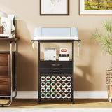 VENNQD Organizer and Storage Stand Compatible with Cricut Machines,Rolling Storage Cart/Shelf with 24 Vinyl Roll Holders，2 Fabric Drawer,Accessories Holder,Tool Hook for Craft Room Home (Black)
