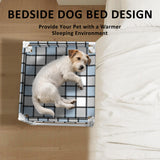 Bedside Window Pet Cat Bed - Dog Bed with Guardrail Extension Attached to Human Bed Height Elevated Dogs Cats Window Perch Bedside Dog Cot Sleeper Hammock Furniture Pet Beds (20'' x 20'' x 24'')