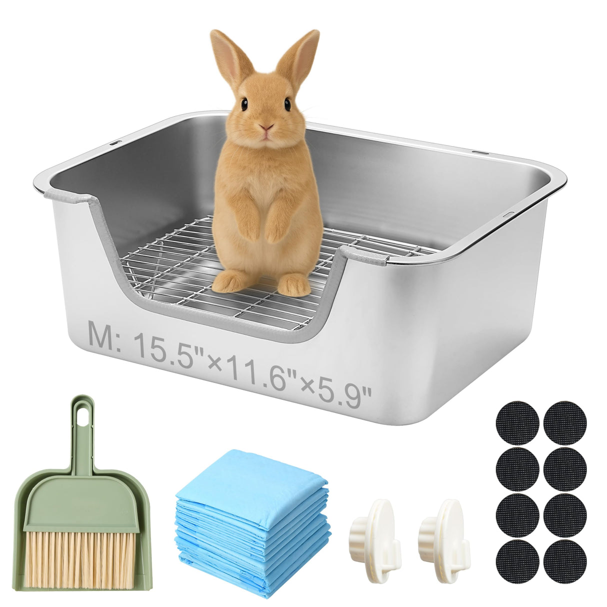 Sorstrem Stainless Steel Sifting Litter Box for Rabbit (M)