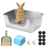 Sorstrem Stainless Steel Sifting Litter Box for Rabbit (M)
