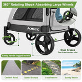 AOPEC Large Dog Stroller - Dual Entry Safety Folding Pet Stroller with Adjustable Handle, All-Terrain 4-Wheel, 160 lbs Weight Capacity for Travel & Outdoor Adventures - Gray