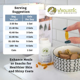 Wholistic Pet Organics Wild Alaskan Salmon Oil for Dogs - 100 Soft Gels - Rich Omega 3 Fish Oil with EPA & DHA for Skin, Coat, Joint, and Heart Health - Natural Dog Skin & Coat Care