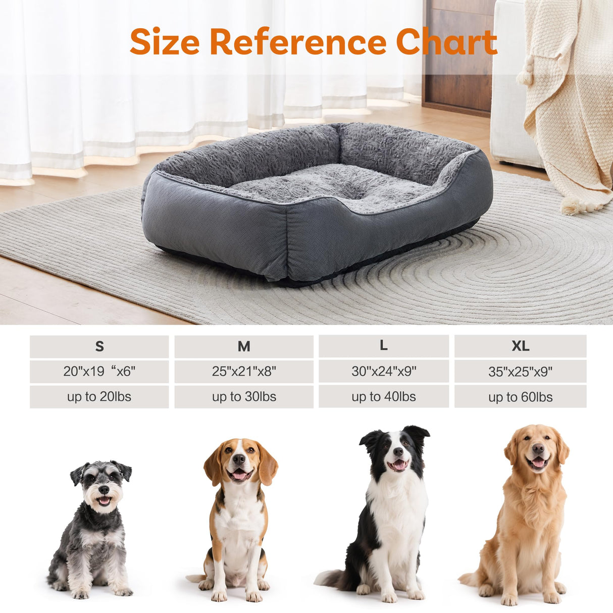 Dog Bed for Small Dogs Washable, Super Soft Durable Cat Bed, Warming Soft Calming Puppy Bed Pet Bed with Anti-Slip Bottom, Grey, 20 x 19 x 6inch