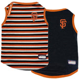 Pets First MLB SAN Francisco Giants Reversible T-Shirt, Small for Dogs & Cats. A Pet Shirt with The Team Logo; Stripe Tee Shirt on one Side; Solid Design on The Other Side!, Team Color, (SFG-4158-SM)