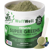 WuffWell Super Greens Powder for Dogs – Spirulina, Chlorella, Moringa, Glucosamine & Turmeric – Joint, Immune & Skin Support – Beef Flavor – Natural Dog Supplements – Vet Approved – Made in USA