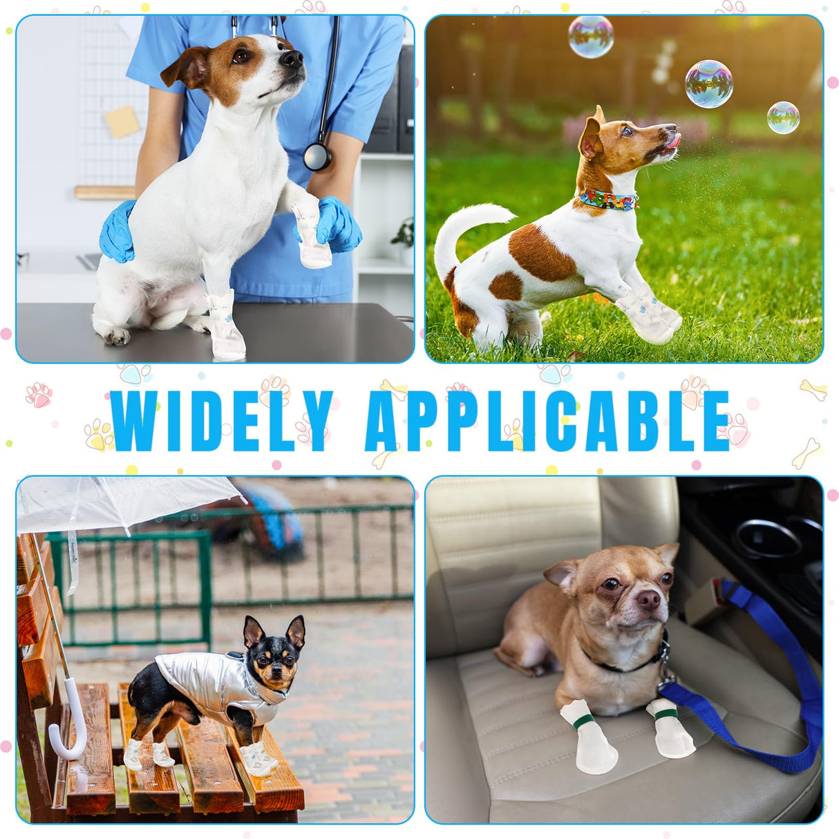 Sunnymove 100 Pcs Disposable Dog Paw Protector Adjustable Pet Boots Dog Feet Covers for Paw Protection with Self Adhesive Bandage for Small Medium Large Dogs Indoor Outdoor Walking Foot Muffs