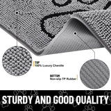 Smiry Dog Door Mat for Muddy Paws, Absorbent Dirt Trapper Non Slip Quick Dry Washable Chenille Mat for Mud Dogs, Entry Rug for Indoor and Outdoor (48x30 Inches, Grey and Black)