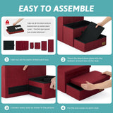 Dog Stairs with Storage, 4-Step Wider Sturdy Dog Steps for Small/Medium/Large Dogs and Older Cats, Folding Doggie Ramp for Bed/Couch/Car Hold Up to 180 lbs (22" H, Burgundy)