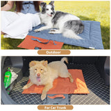 Outdoor Foldable Dog Mat Durable Teflon-Coated Oxford Material Waterproof Thin Dog pad Travel-Friendly Machine Washable Design for Camping/Car (Orange, Small (27.6 * 19.7 * 1.57 in))