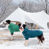 Kickred 2 Pieces Basic Cotton Dog Hoodie Sweater, Soft Pet Clothes Dog Sweatshirts, Dog Outfit Coat Pullover with Pocket and Leash Hole for Small Medium Large Dogs, Turquoise & Dark Blue (X-Large)