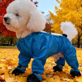 Waterproof Dog Boots with Suspenders, 4-Leg Anti-Dirt Pants, Anti-Slip Paw Protectors, Adjustable Fit for Outdoor Use, Rain, Snow, Cold Resistant for Small and Medium Dogs (Blue, XS)