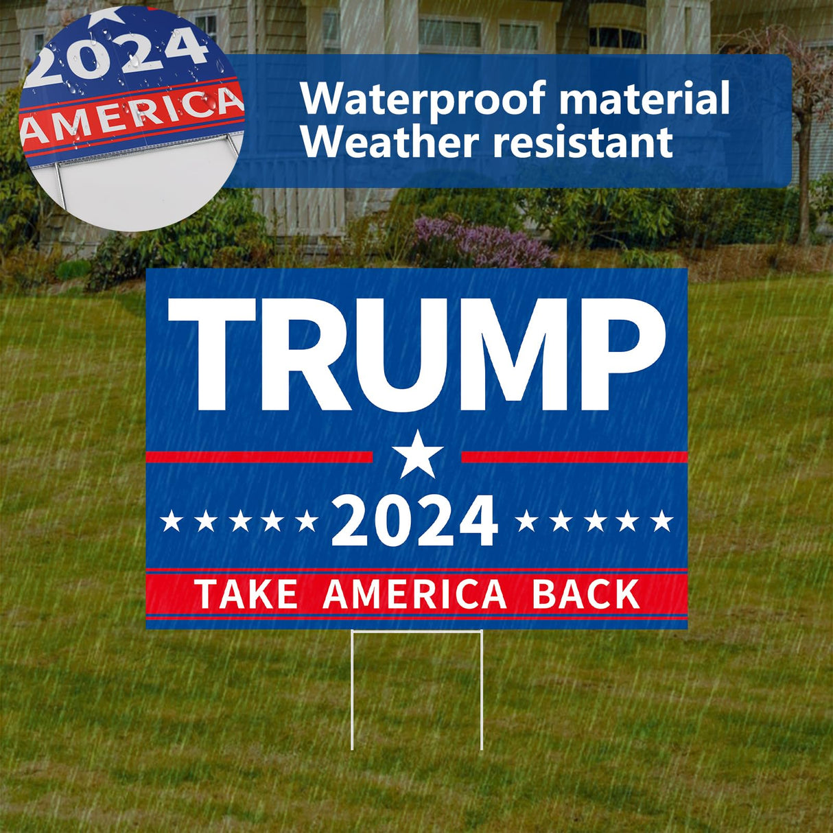 Probsin Trump 2024 Yard Sign with Metal H Stakes Double Sided 16" x 24" Trump Take America Back Blue Signs Voted for Trump Outdoor Decorations for Indoor Outdoor Lawn, Garden, Window, Party Supplies