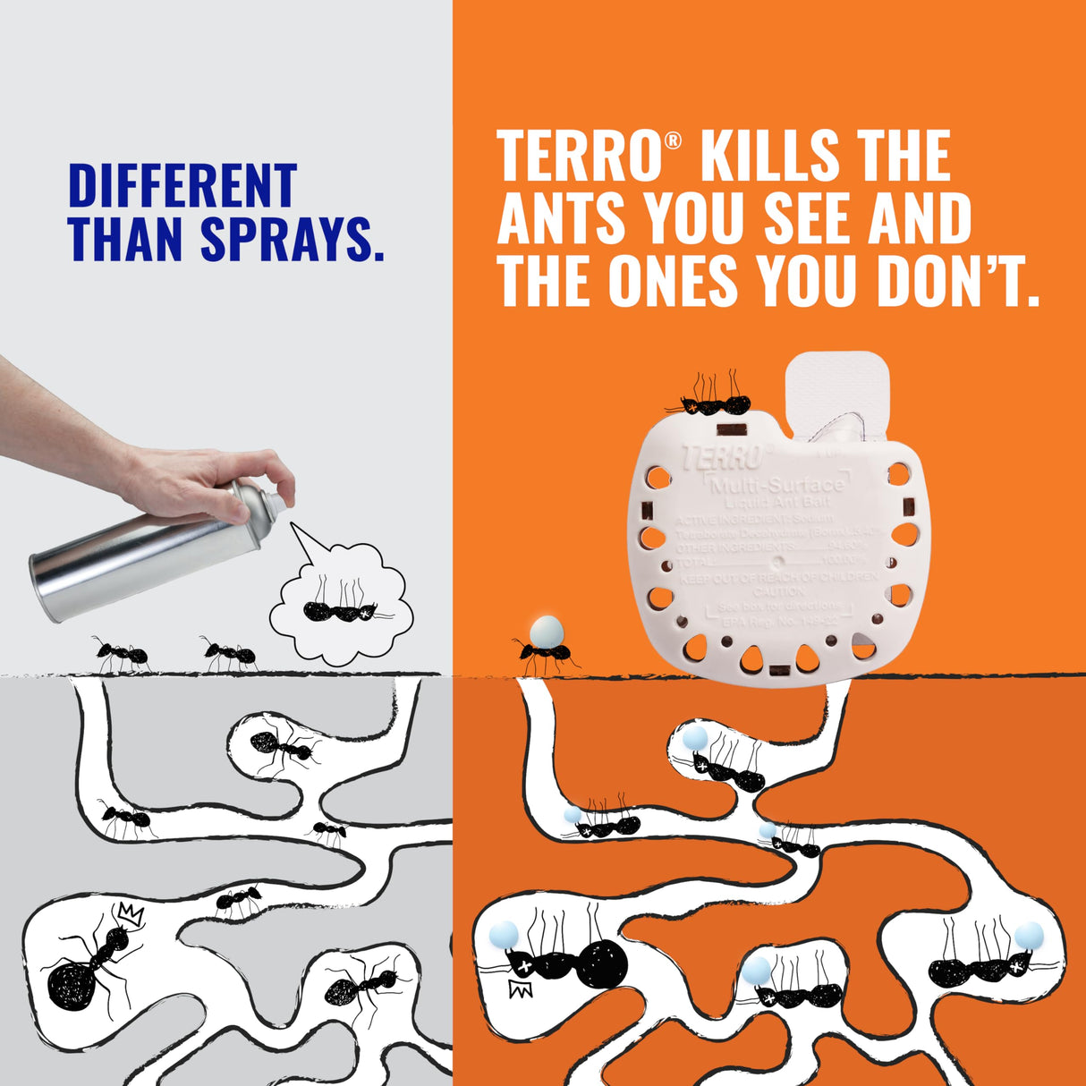TERRO Multi-Surface Liquid Ant Baits 4 Bait Stations Attracts & Kills All Ants