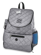 Mobile Dog Gear, Dog Travel Bag, Deluxe Quilted Weekender Backpack, Includes Lined Food Carriers and 2 Collapsible Dog Bowl, Gray