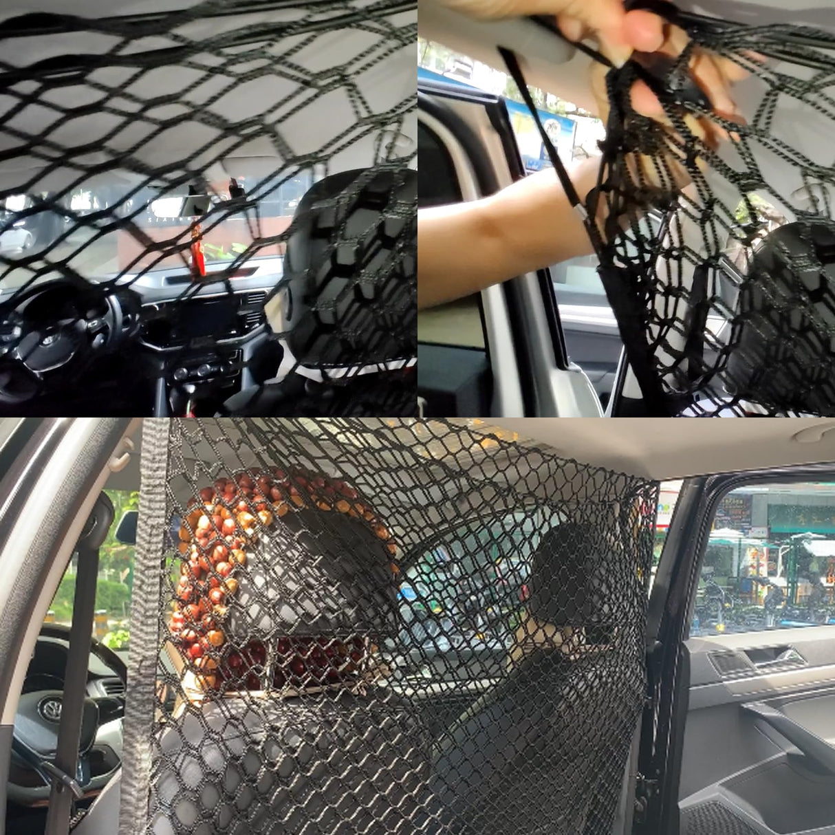 Car Dog Barrier Net, Hook Up Elastic Envelope Luggage Net (47.24" x 33.85") Dual Layer Safety Net for Pet Dog Vehicle Universal Mesh Barrier Guard Blocks Access to Car Front Seats Organiser Bag