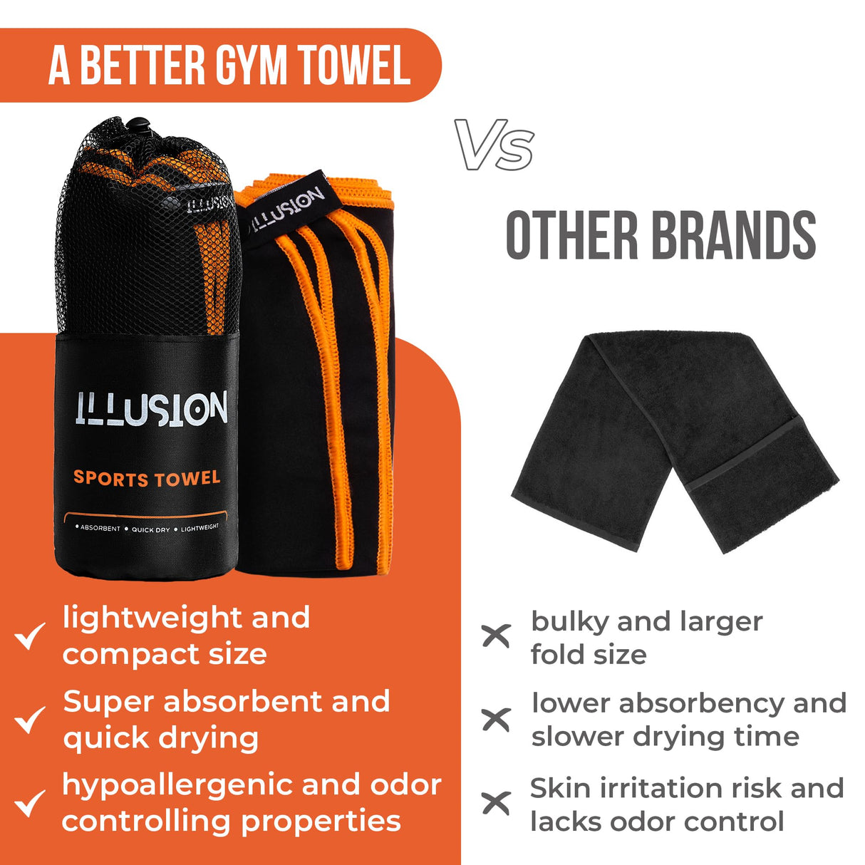 illusion Small Microfiber Gym Towels for Men and Women Active Sports (32" L x 16''W)-Lightweight Quick Dry Gym Towel for Sweat-Workout Towels Ideal for Yoga, Camping, Running, and Outdoor Activities